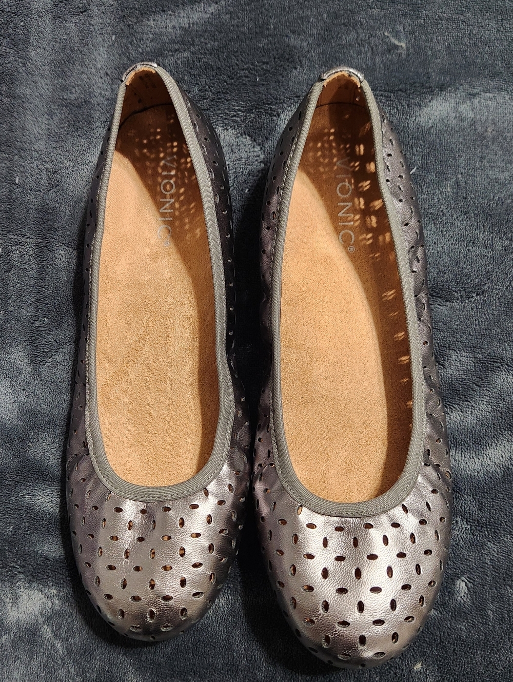 Vionic Women's Robynn II Flats Ballerina Style Pewter Comfort Shoes Size 8.5